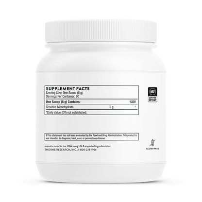 THORNE Creatine, Micronized Creatine Monohydrate Powder, 90 Servings | Supports Lean Muscle Mass, Endurance & Cognitive Function*, Unflavored, 5 g per Serving, NSF Certified for Sport