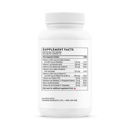 THORNE - Basic Nutrients 2/Day - Comprehensive Daily Multi-Vitamin with Optimal Bioavailability - Vitamin & Mineral Formula - Third-Party Certified - Gluten, Dairy & Soy-Free