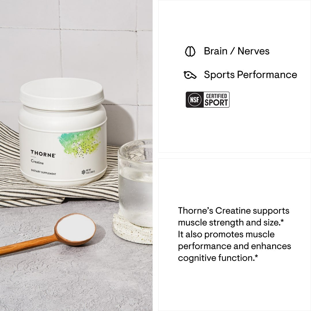 THORNE Creatine, Micronized Creatine Monohydrate Powder, 90 Servings | Supports Lean Muscle Mass, Endurance & Cognitive Function*, Unflavored, 5 g per Serving, NSF Certified for Sport